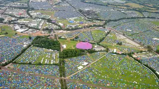 The Glastonbury site seen from the air in 2017