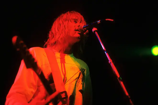 Kurt Cobain performing with Nirvana at the Astoria. London, 5th November, 1991.