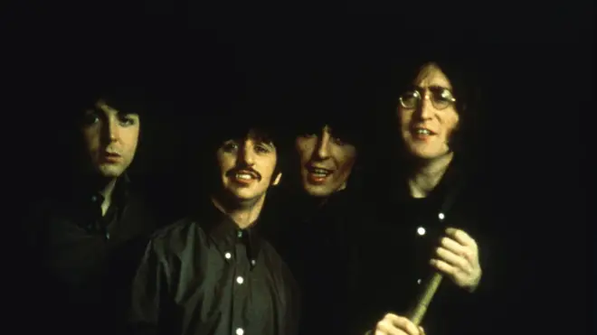 The Beatles as they appear in person at the end of the Yellow Submarine film