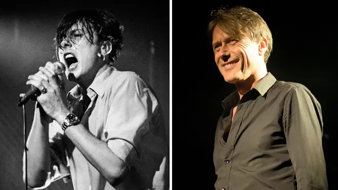 Brett Anderson performing with Suede in Newport, December 1994; and again in June 2023 at Kite Festival in Oxfordshire.