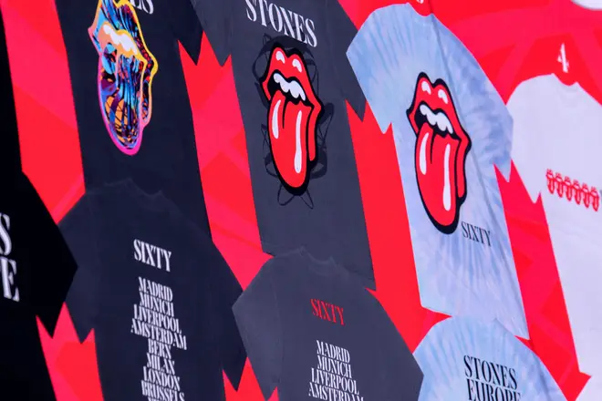 The merch stand at the Stones' Amsterdam show in June 2022