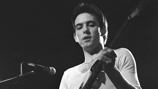 A fresh-faced Robert Smith performs live with The Cure at London's Lyceum on 1 July 1979