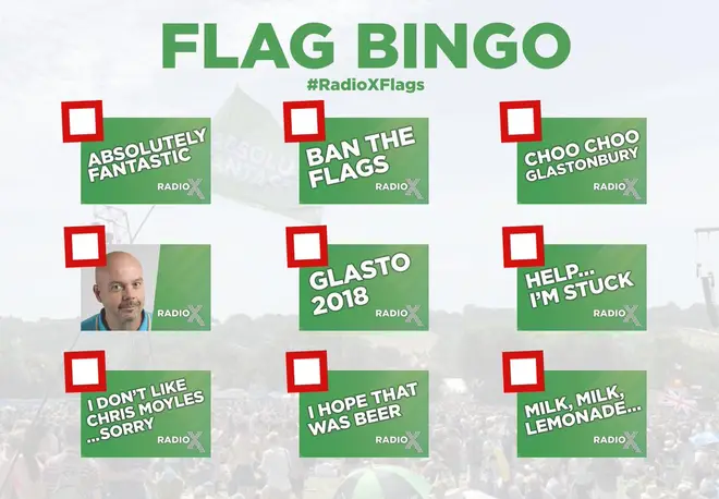 The Chris Moyles Show Glastonbury flags
