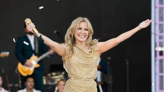 Kylie Minogue performs on the Pyramid Stage on day five of Glastonbury 2019