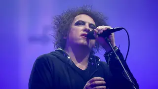 Robert Smith of The Cure performs on the Pyramid stage during day five of Glastonbury Festival 2019