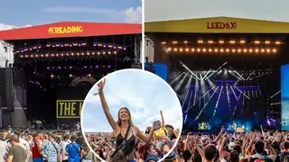Reading & Leeds stages with crowds inset