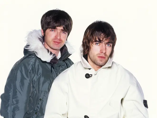 Noel and Liam Gallagher in Munich, March 1996.