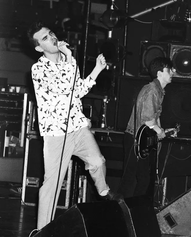 Morrissey and Marr, performing in the Smiths' heyday.