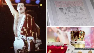 Freddie Mercury's crown and cloak, plus the original lyrics to Bohemian Rhapsody have gone under the hammer at Sotheby's