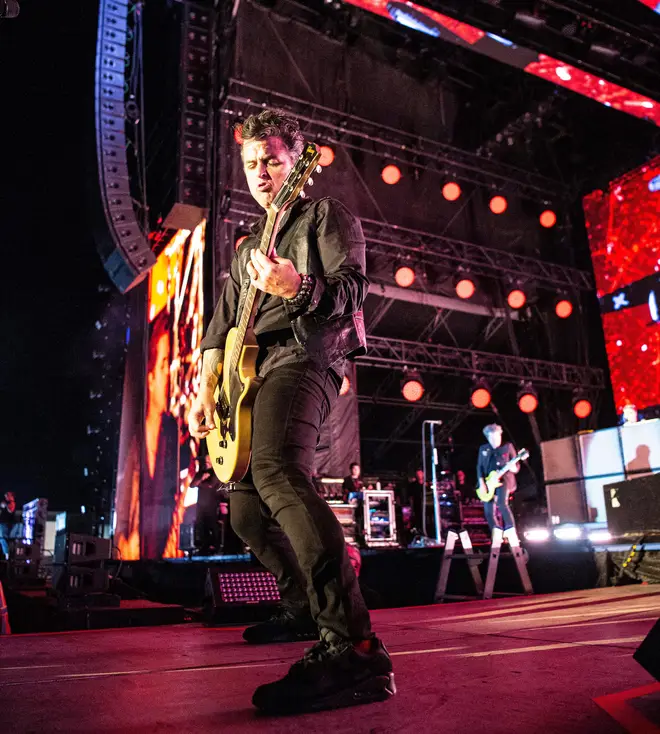 Billie Joe Armstrong onstage with Green Day in Texas, 21st October 2022