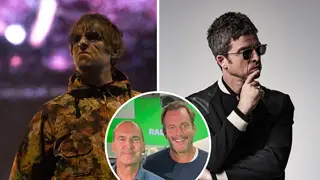 Liam Gallagher, Johnny Vaughan and Wiil Arnett and Noel Gallagher