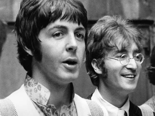 Paul McCartney and John Lennon pictured at  Abbey Road Studios in London, 24th June 1967