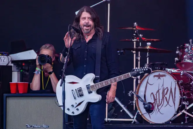Dave Grohl performing with Foo Fighters at their surprise set at Glastonbury 2023