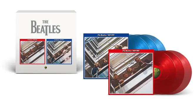 The new triple vinyl editions of the classic 1973 Beatles "red" and "blue" compilations.