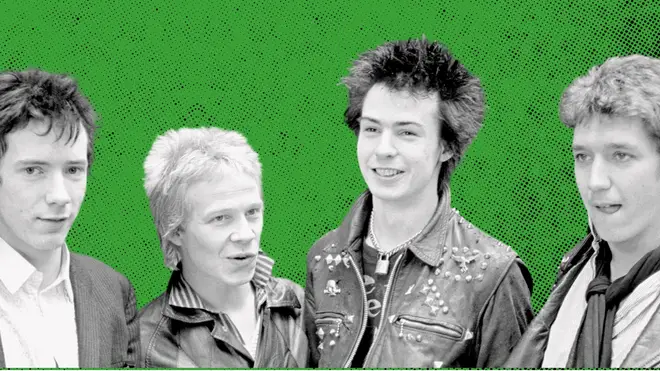 The "Sid" line-up of the Sex Pistols in 1977: Johnny Rotten, Paul Cook, Sid Vicious and Steve Jones