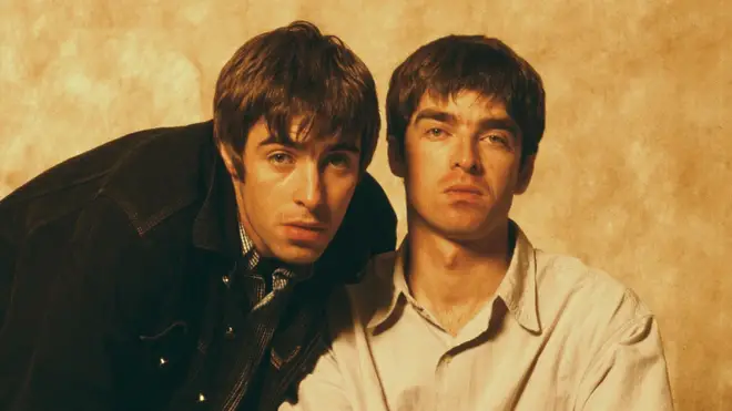 Oasis brothers Liam and Noel Gallagher in Japan in 1994