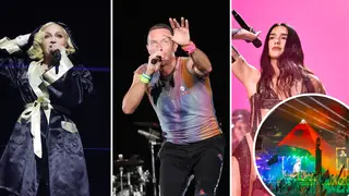 Madonna, Coldplay's Chris Martin and Dua Lipa