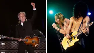 Paul McCartney and Guns N' Roses Axl Rose and Slash in 1991
