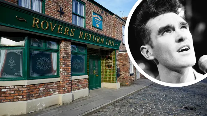 Morrissey in 1984 and the Coronation Street set