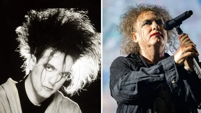 Robert Smith of The Cure in 1986 and again in September 2023
