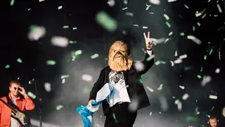 Lewis Capaldi wearing a Chewbacca mask at TRNSMT Festival 2019