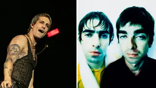 Måneskin Damiano David and Oasis brothers Liam and Noel Gallagher in 1995