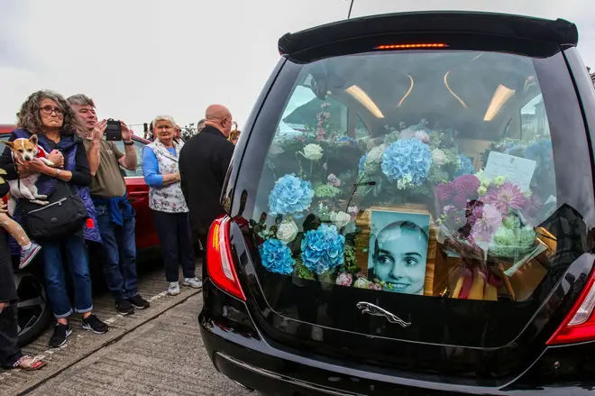 The funeral procession for Sinead O'Connor in Bray, eastern Ireland on 8th August 2023.