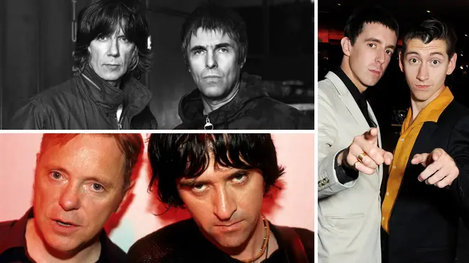 Together at last! John Squire and Liam Gallagher; Bernard Sumner and Johnny Marr; Miles Kane and Alex Turner.