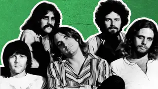 The Eagles line-up that recorded the classic Hotel California album in 1976: 
Randy Meisner, Glenn Frey, Joe Walsh, Don Henley and Don Felder.