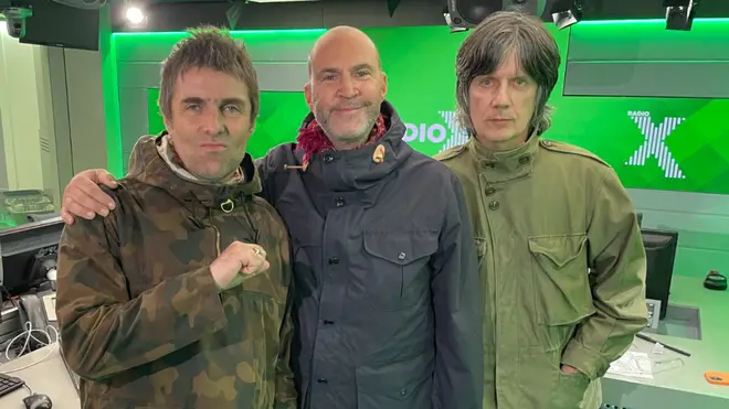 Liam Gallagher, Radio X's Johnny Vaughan and John Squire