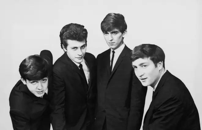 The Beatles circa 1961:  Paul McCartney, Pete Best, George Harrison and John Lennon.