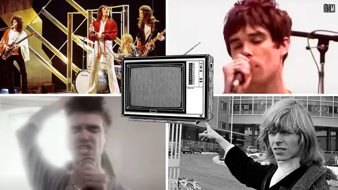 Great TV appearances: Queen on Top Of The Pops; The Stone Roses on The Other Side Of Midnight; The Smiths on The Tube; and David Bowie trying to get into the BBC Television Centre in 1964.