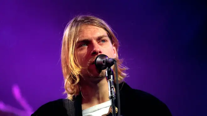 Nirvana frotnman Kurt Cobain performs at Live and Loud in December 1993