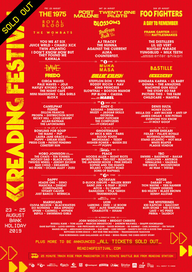 Reading Festival 2019 line-up poster