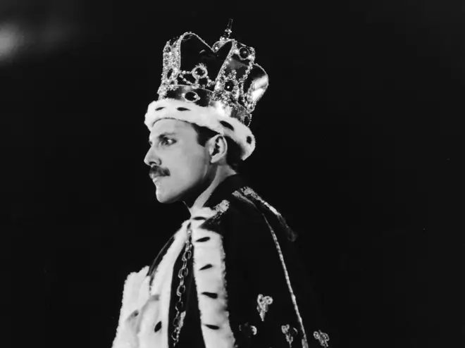 Queen singer Freddie Mercury at Wembley Stadium in 1986