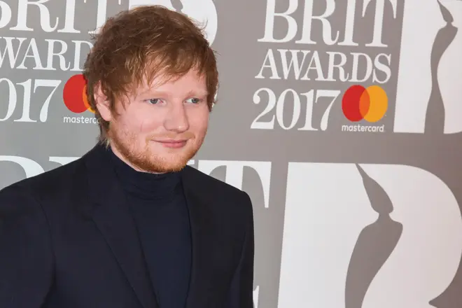Ed Sheeran on the red carpet at the 2017 BRIT Awards.