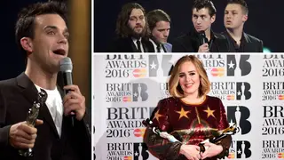 BRIT Awards champions: Robbie Williams, Adele and Arctic Monkeys.