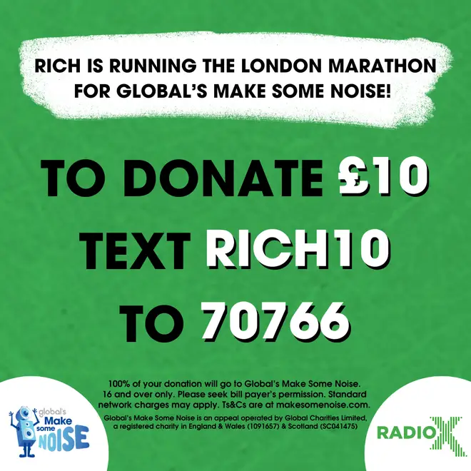 Text to support Rich's London Marathon run this Aprl