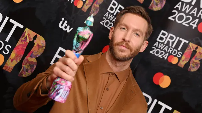 Calvin Harris poses with his Dance Act Award during the BRIT Awards 2024 at The O2 Arena on 2nd March, 2024