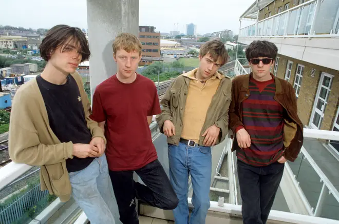 Blur in 1991:  Alex James, Dave Rowntree, Damon Albarn and Graham Coxon.