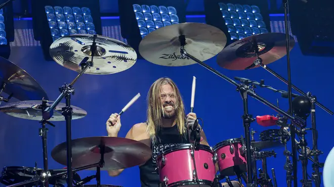 Taylor Hawkins, performing with Foo Fighters at Glastonbury 2017.