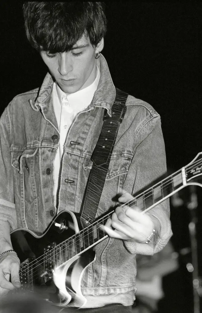 Johnny Marr onstage with The Smiths at Northampton Derngate Centre in March 1985.