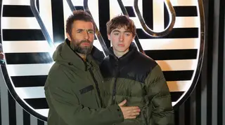 Liam Gallagher and his son Gene in 2018