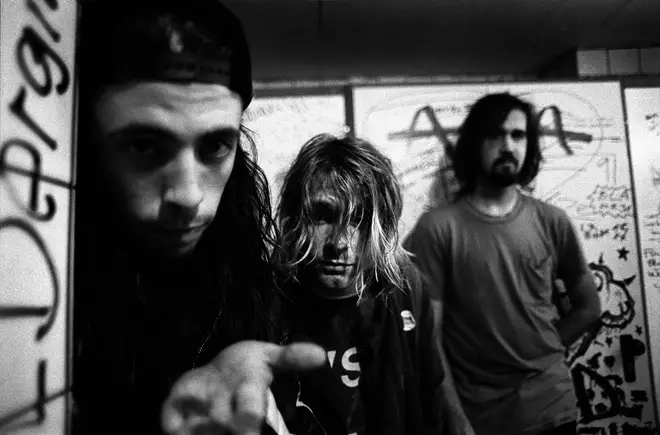 Nirvana's Dave Grohl, Kurt Cobain and Krist Novselic in Frankfurt, 12th November 1991