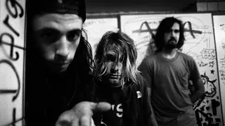 Nirvana's Dave Grohl, Kurt Cobain and Krist Novselic in Frankfurt, 12th November 1991
