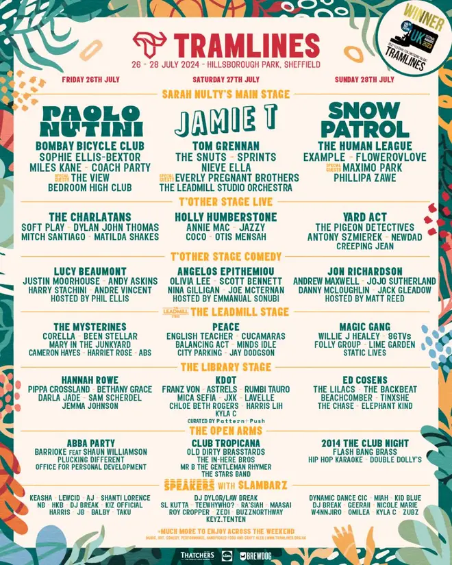 Tramlines 2024 line-up and stage splits