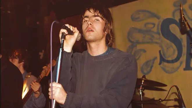 Liam Gallagher onstage at an early Oasis show at London's Water Rats, 27th January 1994.