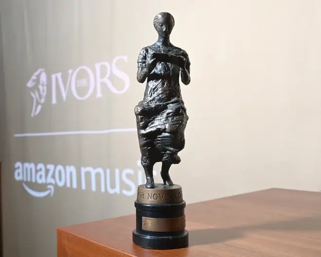 The Ivors with Amazon music statuette