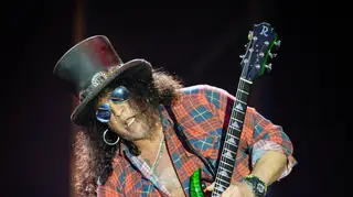 Guns N' Roses guitarist Slash at Glastonbury Festival 2023
