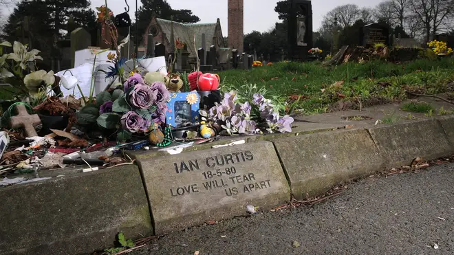 The replacement stone for Ian Curtis, laid after the original was stolen in 2008
